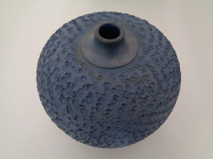 bauhaus blue studio ceramic vase by heiner hans koerting 1940s 5