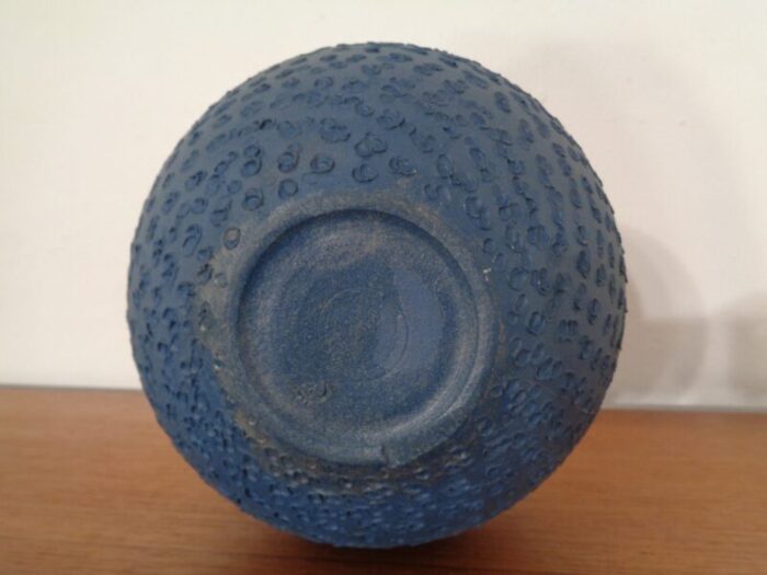 bauhaus blue studio ceramic vase by heiner hans koerting 1940s 9