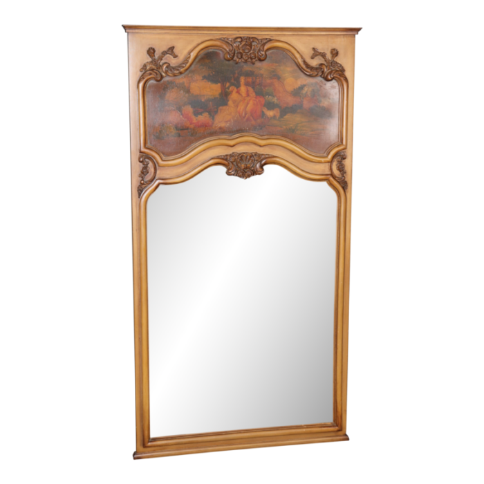 beautiful paint decorated french louis xv style trumeau mirror 8181