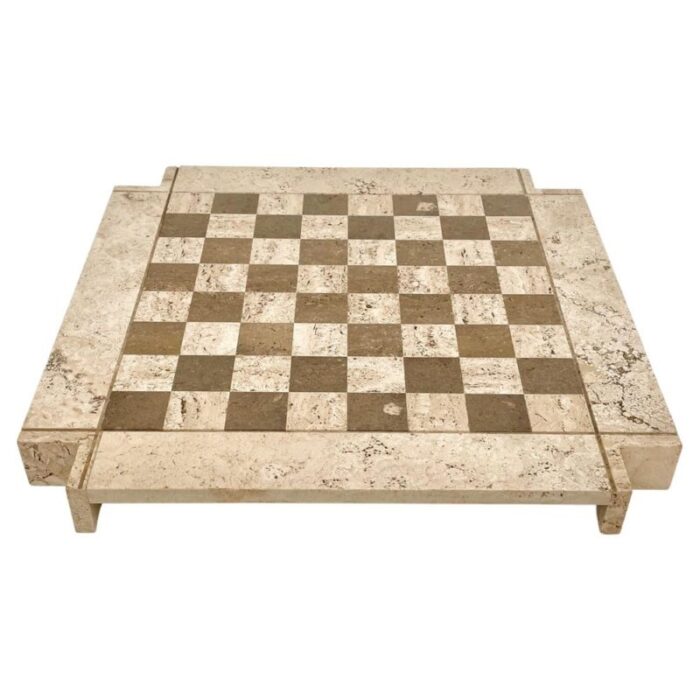 bicolor travertine chess game in the style of angelo mangiarotti italy 1970s 1