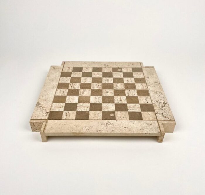 bicolor travertine chess game in the style of angelo mangiarotti italy 1970s 2