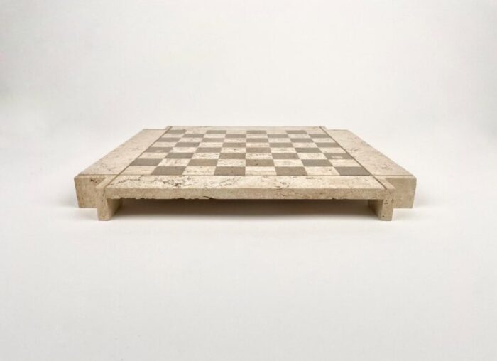 bicolor travertine chess game in the style of angelo mangiarotti italy 1970s 3