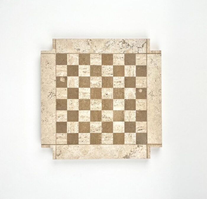 bicolor travertine chess game in the style of angelo mangiarotti italy 1970s 4