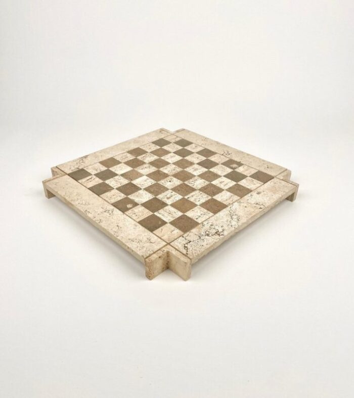 bicolor travertine chess game in the style of angelo mangiarotti italy 1970s 5