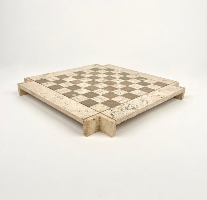 bicolor travertine chess game in the style of angelo mangiarotti italy 1970s 6