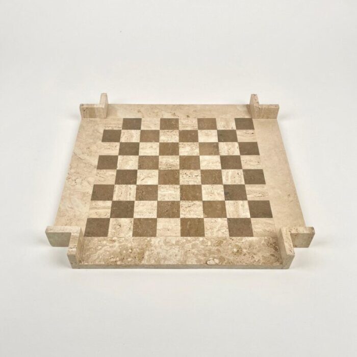 bicolor travertine chess game in the style of angelo mangiarotti italy 1970s 8