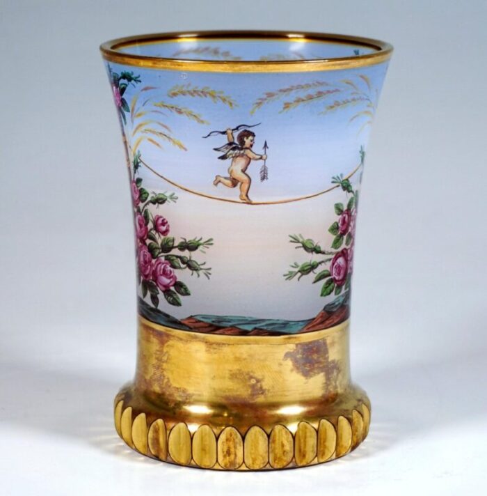 biedermeier glass cupids on a rope cup from anton kothgasser vienna 1825s 3