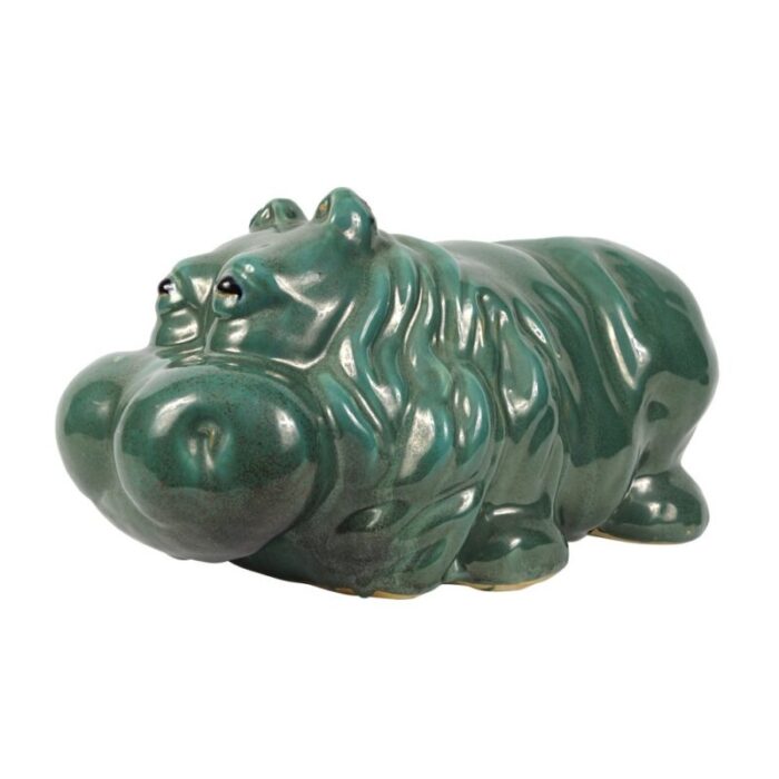 big green ceramic statue of hippopotamus 1