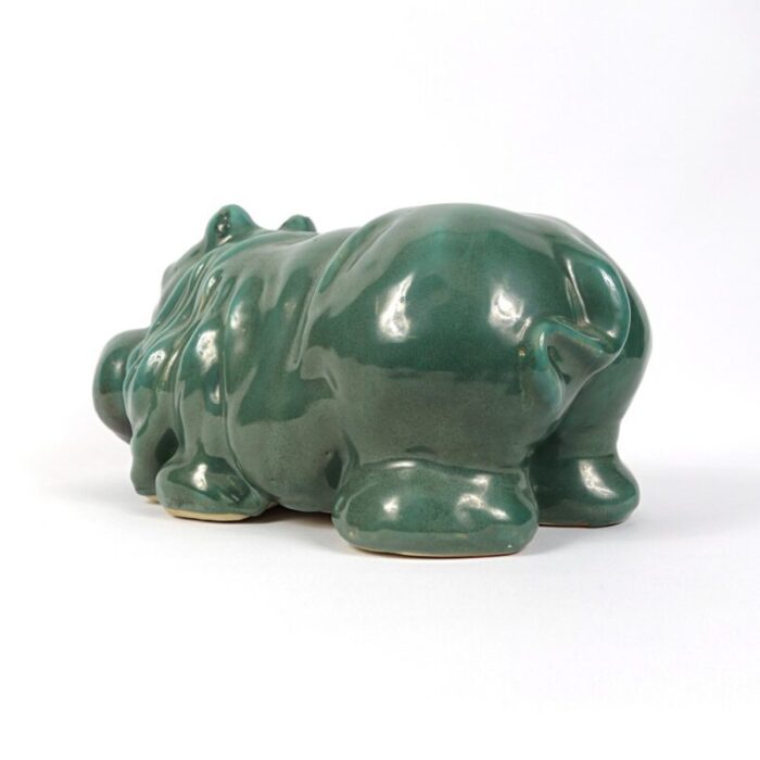 big green ceramic statue of hippopotamus 3