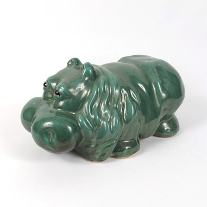 big green ceramic statue of hippopotamus 7