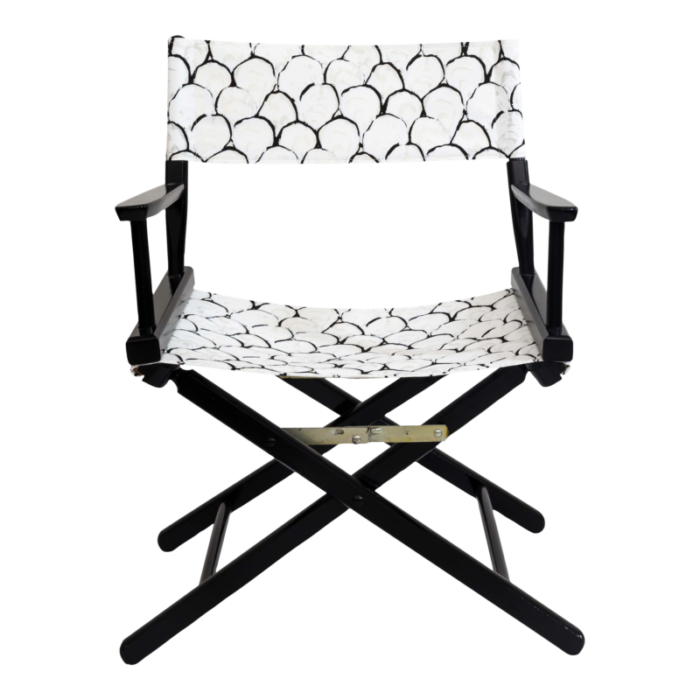 black directors chair with palm orleans oyster scallop in tuxedo fabric 0589