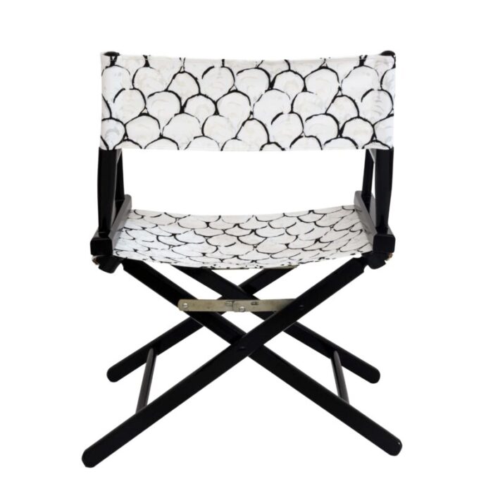 black directors chair with palm orleans oyster scallop in tuxedo fabric 4225