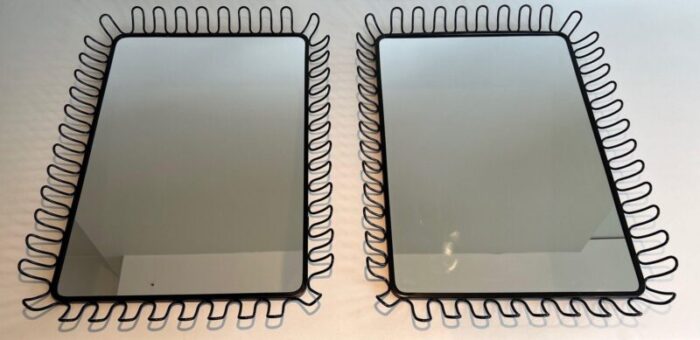 black lacquered metal mirrors in the style of jean royere 1980s set of 2 12