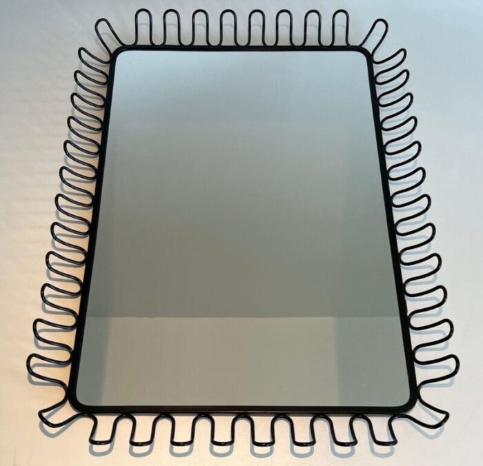 black lacquered metal mirrors in the style of jean royere 1980s set of 2 2