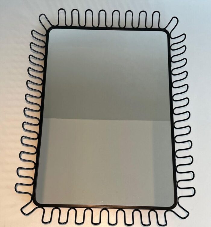 black lacquered metal mirrors in the style of jean royere 1980s set of 2 3