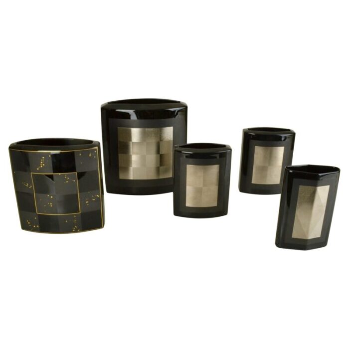 black porcelain studio line vases by dresler treyden for rosenthal set of 5 1