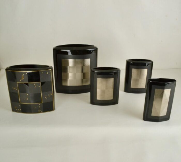 black porcelain studio line vases by dresler treyden for rosenthal set of 5 11