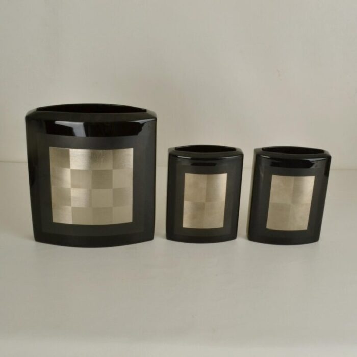 black porcelain studio line vases by dresler treyden for rosenthal set of 5 2