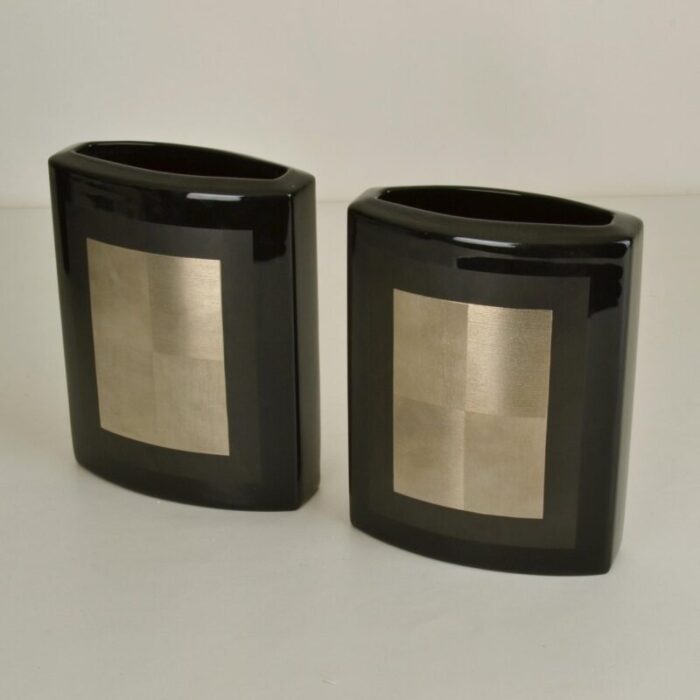 black porcelain studio line vases by dresler treyden for rosenthal set of 5 5