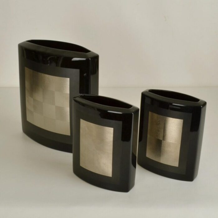 black porcelain studio line vases by dresler treyden for rosenthal set of 5 8