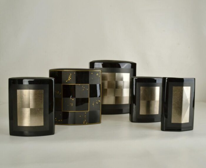 black porcelain studio line vases by dresler treyden for rosenthal set of 5 9