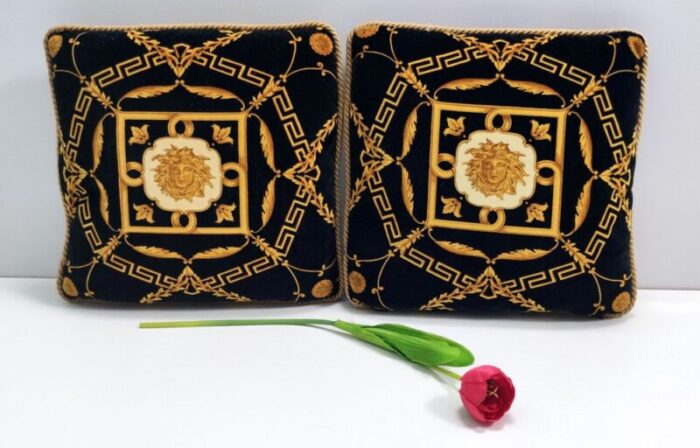 black throw pillows from gianni versace 1980s set of 2 2