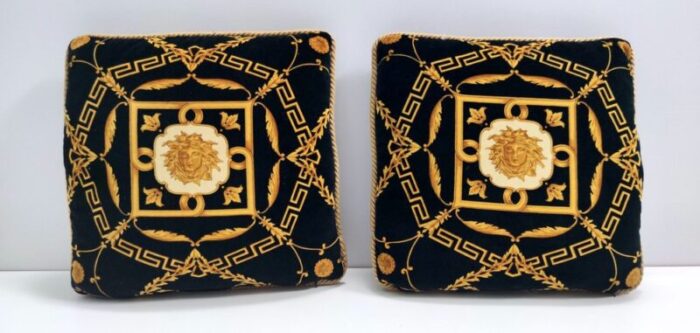 black throw pillows from gianni versace 1980s set of 2 3