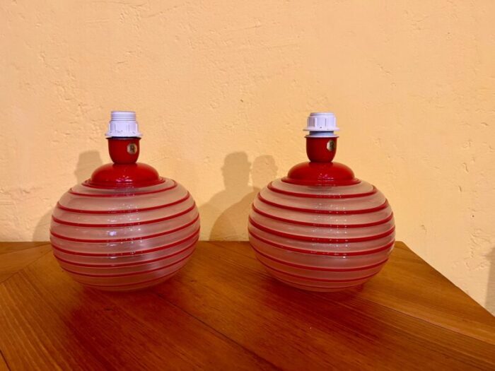 blown murano glass table lamps from da vinci 1970s set of 2 2362