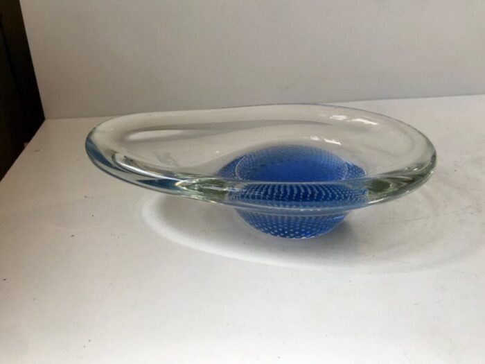 blue kosta boda glass dish by vicke lindstrand 1960 1