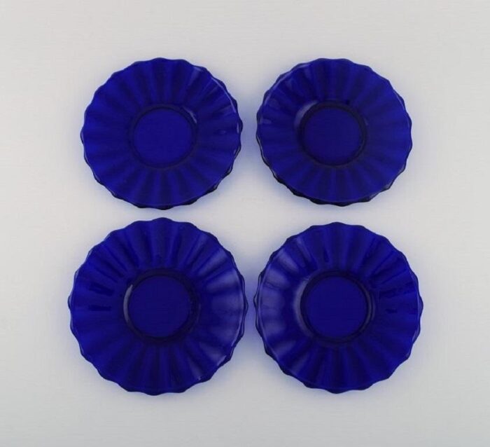 blue mouth blown art glass plates by monica bratt for reijmyre set of 10 3 scaled