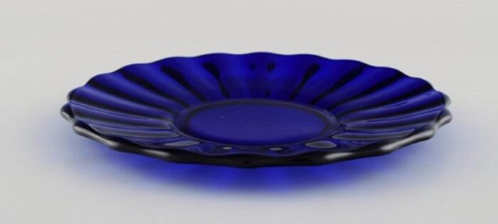 blue mouth blown art glass plates by monica bratt for reijmyre set of 10 6