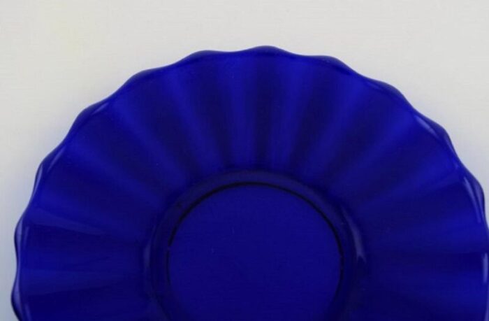 blue mouth blown art glass plates by monica bratt for reijmyre set of 10 7