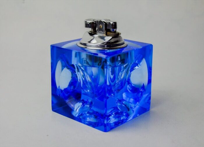 blue murano glass lighter attributed to antonio imperatore italy 1970s 1