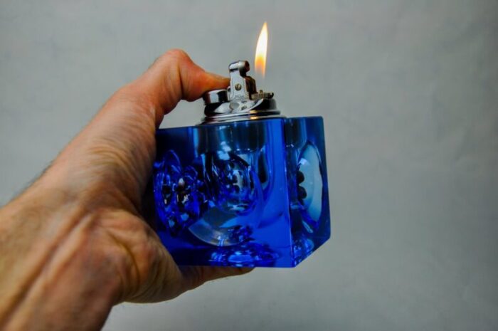 blue murano glass lighter attributed to antonio imperatore italy 1970s 2