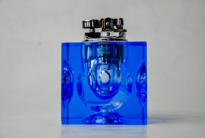 blue murano glass lighter attributed to antonio imperatore italy 1970s 3