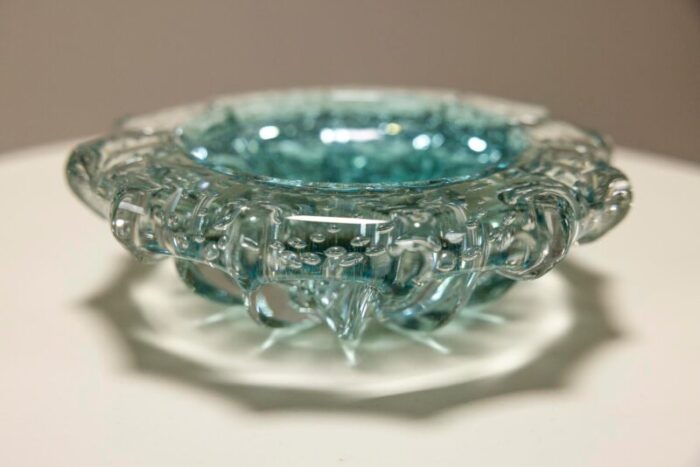 blue transparent small murano glass bowl italy 1950s 5098