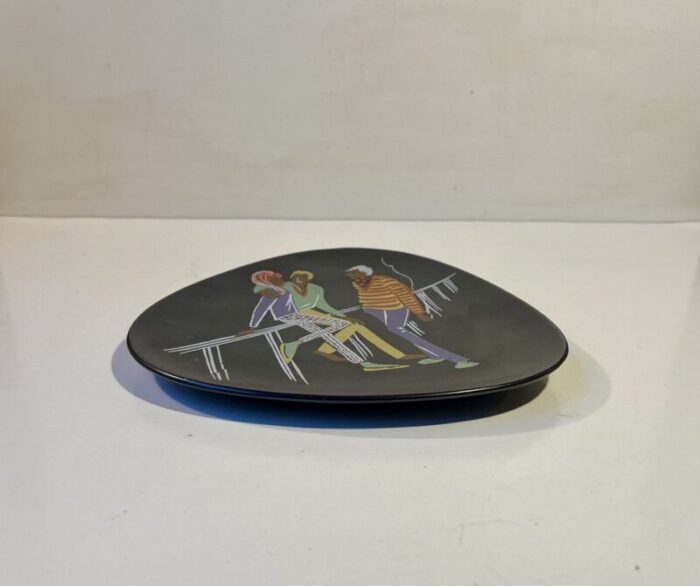 bohemian fashionista black palet shaped dish from ueebelacker kermit germany 1960s 3