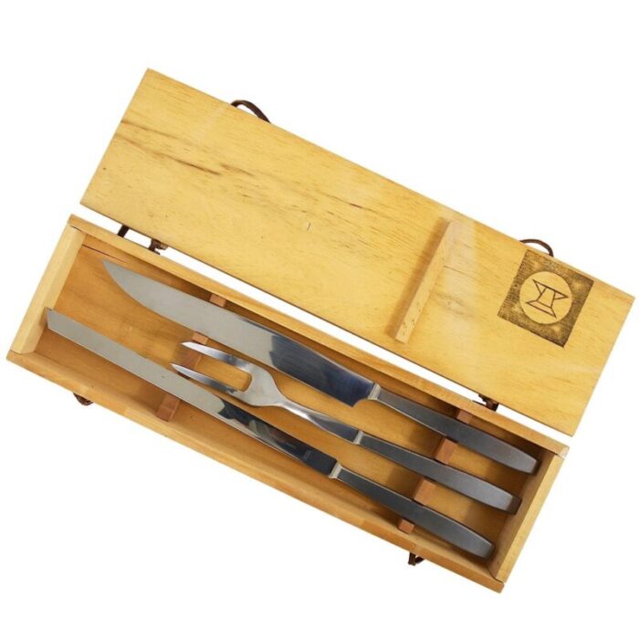 boxed amboss 2050 carving knives and fork attributed to helmut alder austria 1950s set of 3 1