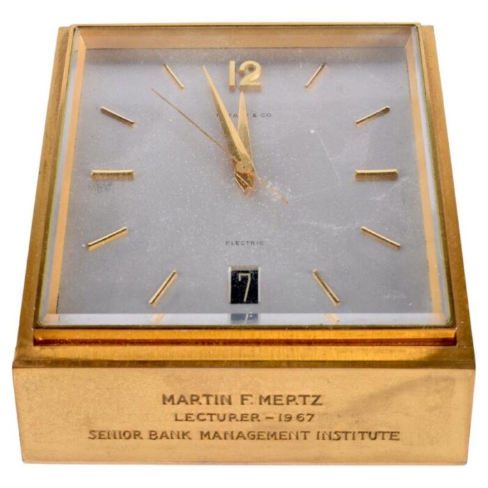 brass desk clock from tiffany co 1