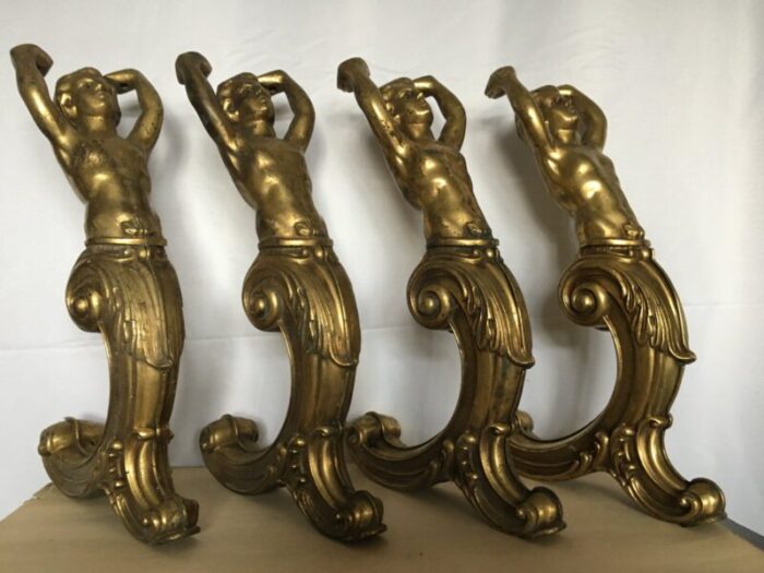 brass figures 1950s set of 4 1