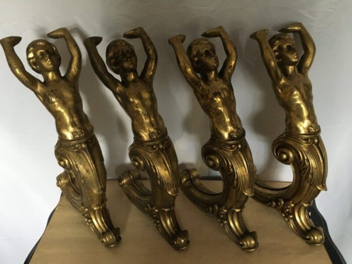 brass figures 1950s set of 4 10