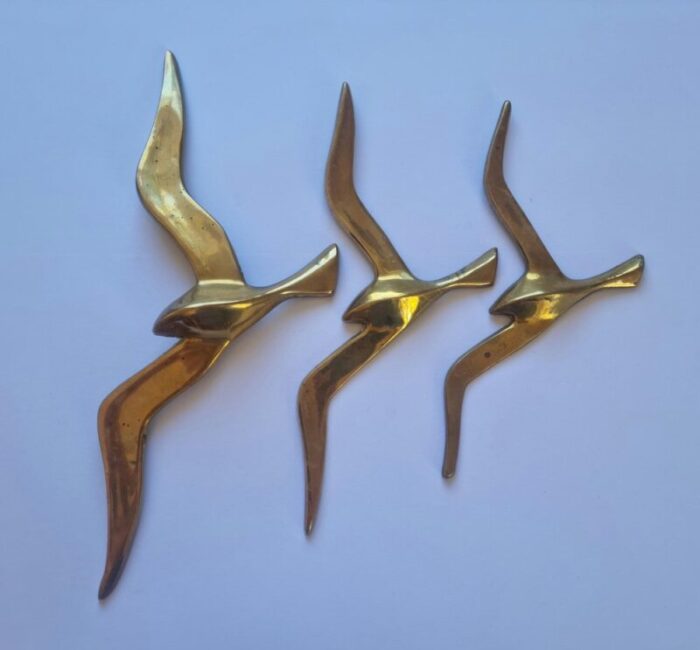 brass wall decor sculptures of seagulls austria 1963 set of 3 10