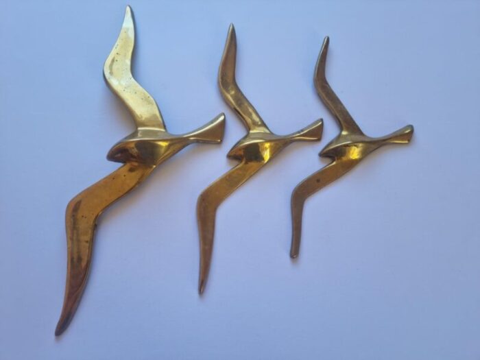 brass wall decor sculptures of seagulls austria 1963 set of 3 11