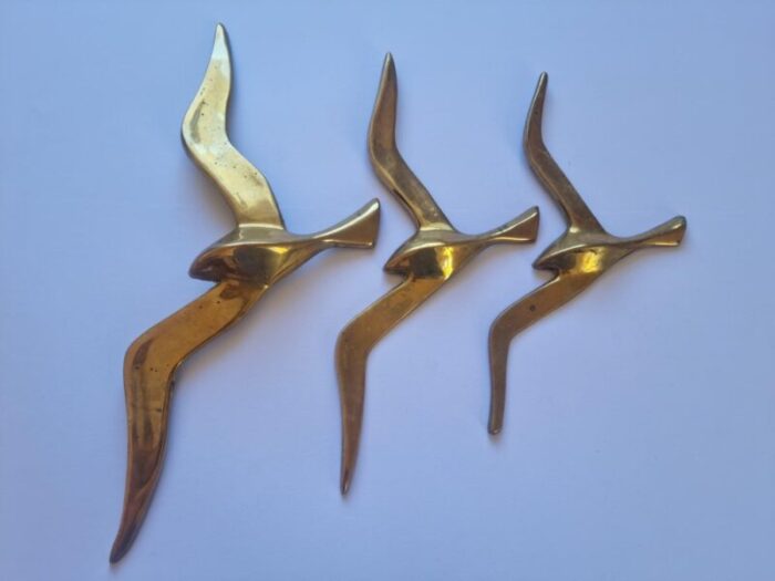 brass wall decor sculptures of seagulls austria 1963 set of 3 12