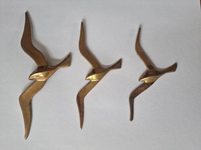 brass wall decor sculptures of seagulls austria 1963 set of 3 2