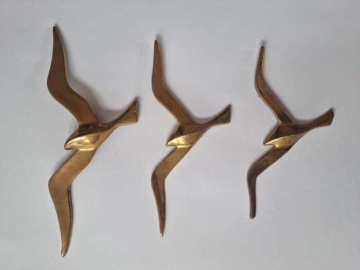 brass wall decor sculptures of seagulls austria 1963 set of 3 3