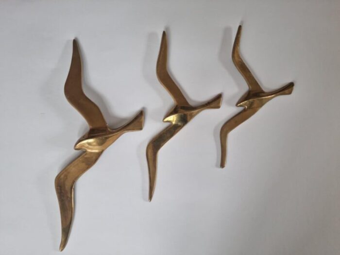 brass wall decor sculptures of seagulls austria 1963 set of 3 4