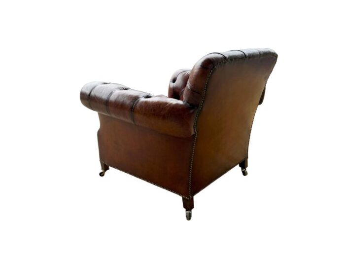 brown leather tufted armchairs a pair 4123