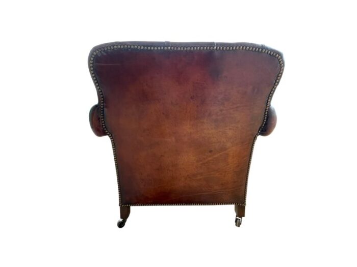 brown leather tufted armchairs a pair 7032