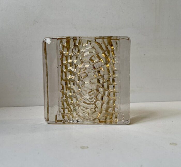 brutalist glass block sculpture from kosta boda 1970s 1